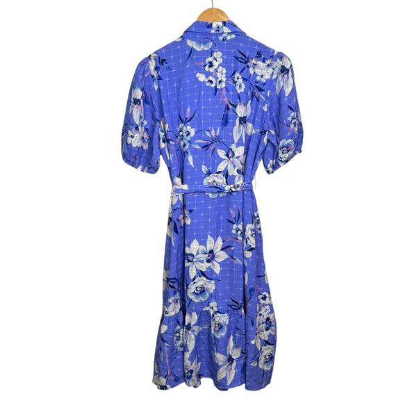 Susan Graver Petite Medium Embroidered Floral Button Front Midi Shirt Dress - Picture 7 of 10